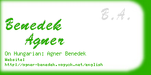 benedek agner business card